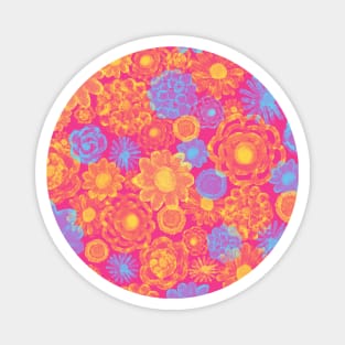 Vivid Flowers Pattern with Bold Colors Magnet